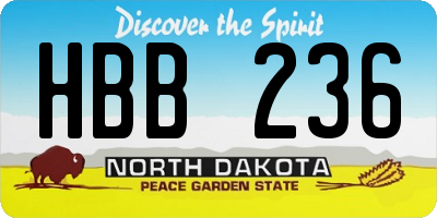 ND license plate HBB236