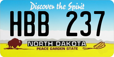 ND license plate HBB237