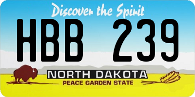 ND license plate HBB239