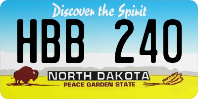 ND license plate HBB240