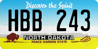 ND license plate HBB243