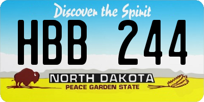 ND license plate HBB244