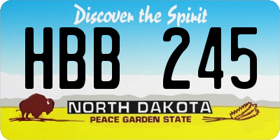 ND license plate HBB245