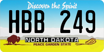 ND license plate HBB249