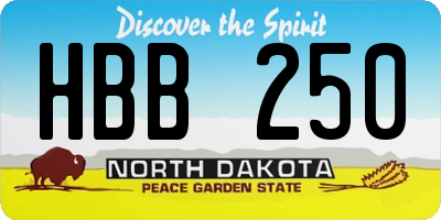 ND license plate HBB250