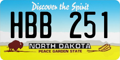 ND license plate HBB251