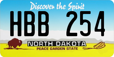 ND license plate HBB254