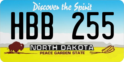 ND license plate HBB255