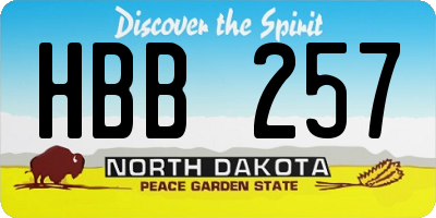 ND license plate HBB257