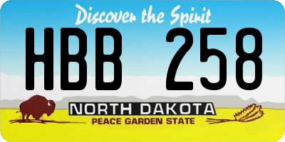 ND license plate HBB258