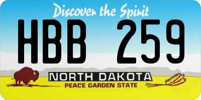 ND license plate HBB259