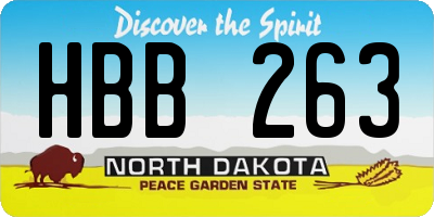 ND license plate HBB263