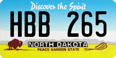 ND license plate HBB265