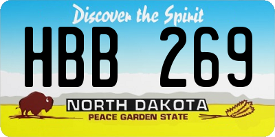 ND license plate HBB269