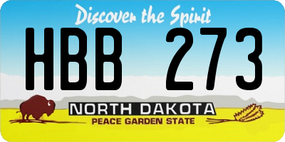 ND license plate HBB273