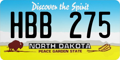 ND license plate HBB275