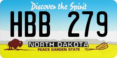 ND license plate HBB279