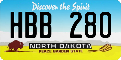 ND license plate HBB280