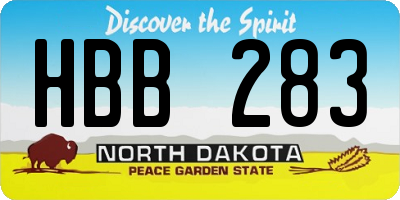 ND license plate HBB283