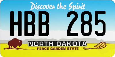 ND license plate HBB285