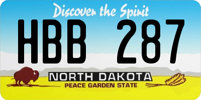 ND license plate HBB287