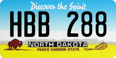 ND license plate HBB288