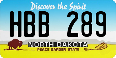 ND license plate HBB289