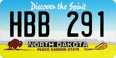 ND license plate HBB291