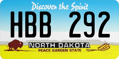 ND license plate HBB292