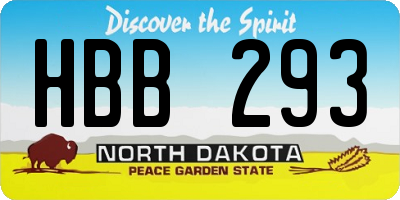 ND license plate HBB293