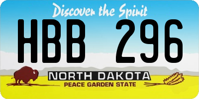 ND license plate HBB296