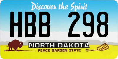 ND license plate HBB298