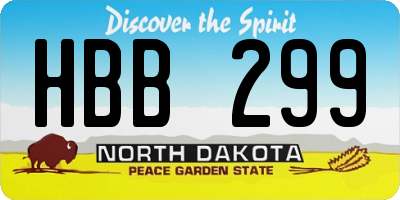 ND license plate HBB299