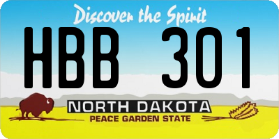 ND license plate HBB301