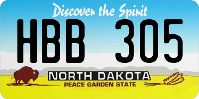 ND license plate HBB305