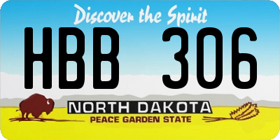 ND license plate HBB306