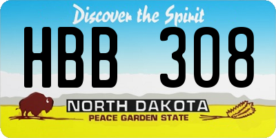 ND license plate HBB308