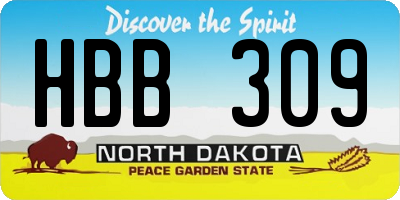 ND license plate HBB309