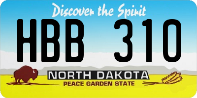 ND license plate HBB310