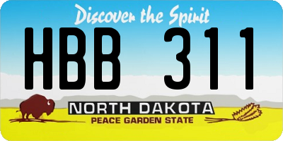 ND license plate HBB311