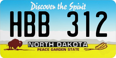 ND license plate HBB312