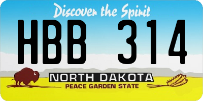 ND license plate HBB314