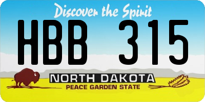 ND license plate HBB315