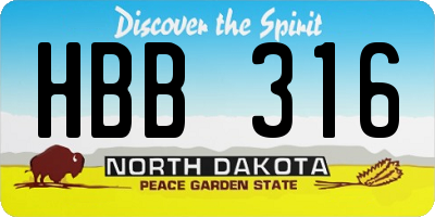 ND license plate HBB316