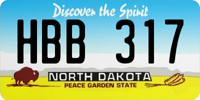 ND license plate HBB317