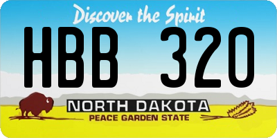 ND license plate HBB320