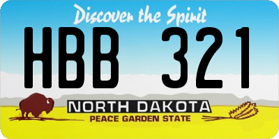 ND license plate HBB321