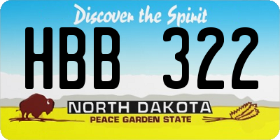 ND license plate HBB322