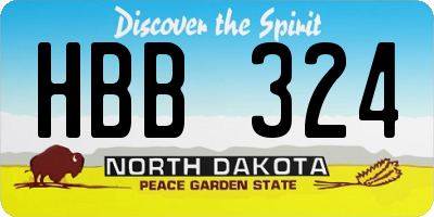 ND license plate HBB324