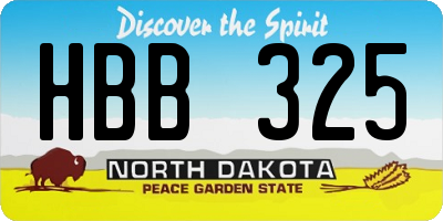 ND license plate HBB325